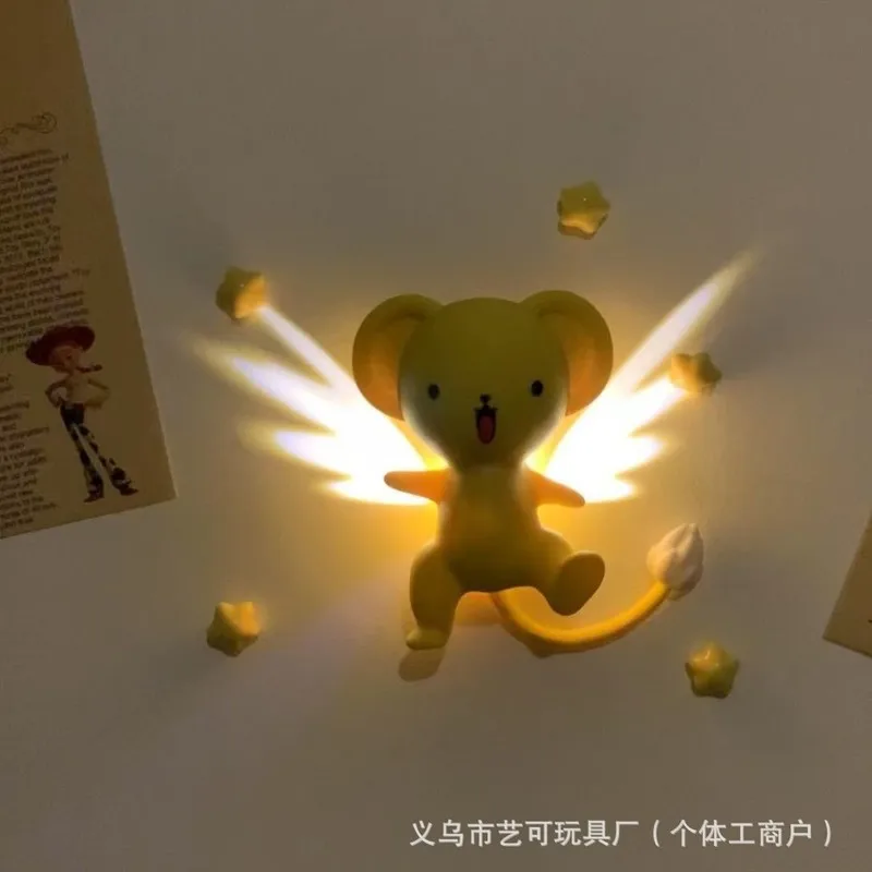 Anime Kero Character Night Light Magnetic Fridge Sticker Creative Luminous Wing Wall Lamp Decorative Gift For Friends Adults