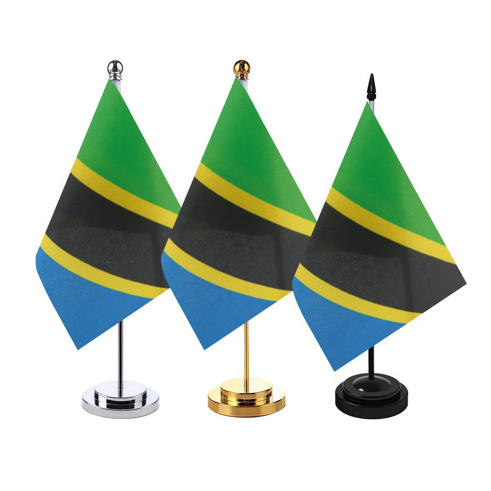 CYPOMELO office desk flag Tanzania flag 14x21cm Tanzania desktop small decorative flag (with flagpole)