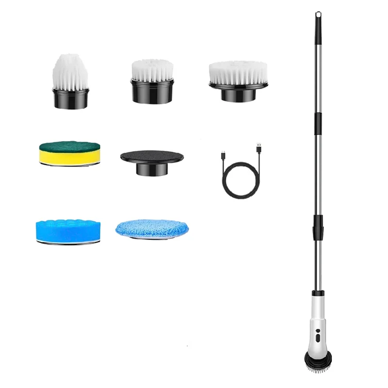 แปรงทำความสะอาดไฟฟ้าแบบมือถือ B25B แปรงขัดพื้นห้องน้ำแบบยืดหดได้ เหมาะสำหรับทำความสะอาดพื้นห้องน้ำและ