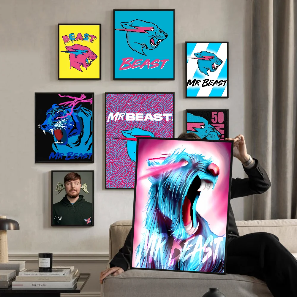 Game Blogger M-MrBeast DIY Sticky Poster Waterproof Paper Sticker Coffee House Bar Stickers Wall Painting