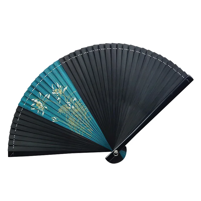 Red & Black Bamboo Folding Fan, Hollow-Out Mini Design, 18cm Chinese Style Dance Fan