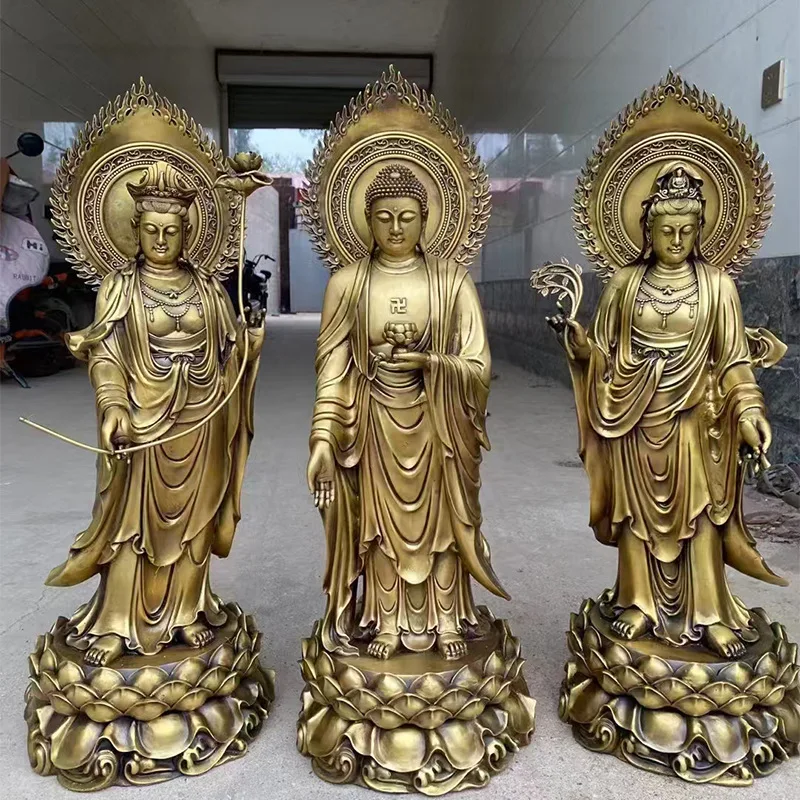 CX Amitabha Buddha's general trend to Bodhisattva Avalokiteshvara Station Statue Buddhist Hall Dedication Sculpture
