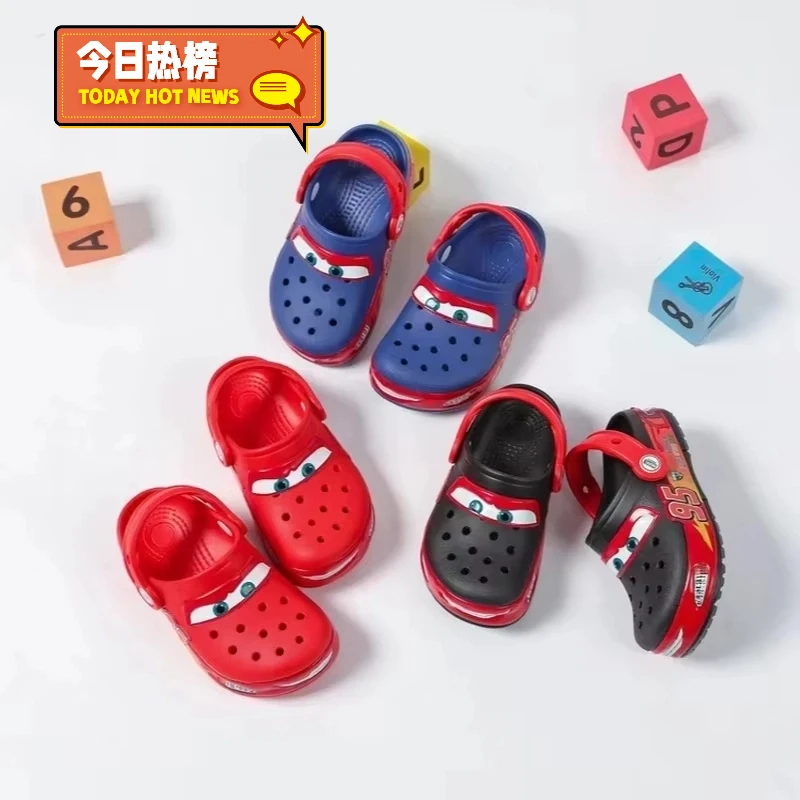 

Led Lighted Slippers Car Kids Shoes Lightning Mcqueen Shoes Animation Children Beach Sandal Waterproof Hole Bottom Boysgirl Gift