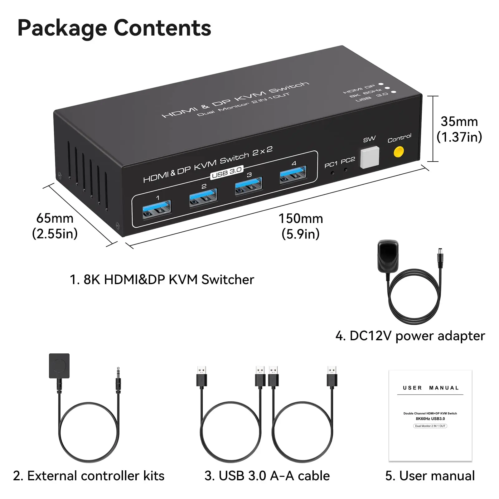 Imagem -06 - Hdmi dp Kvm Switch 4k 120hz Monitor Duplo Display Estendido 8k Usb Kvm Switcher em Saídas para Computadores Monitores 2x2