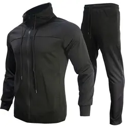 Men's Autumn-Winter Hooded Color-blocked Casual Sportswear Long Sleeve Sweatshirt and Loose Pants outdoor jogger  cargo Suit