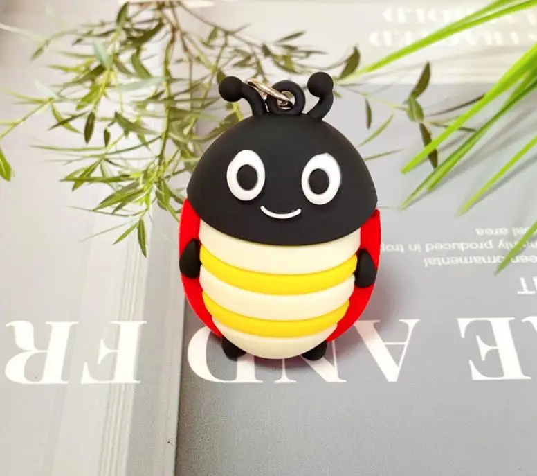 1PCS  New three-dimensional dragonfly bee ladybug caterpillar cartoon doll keychain