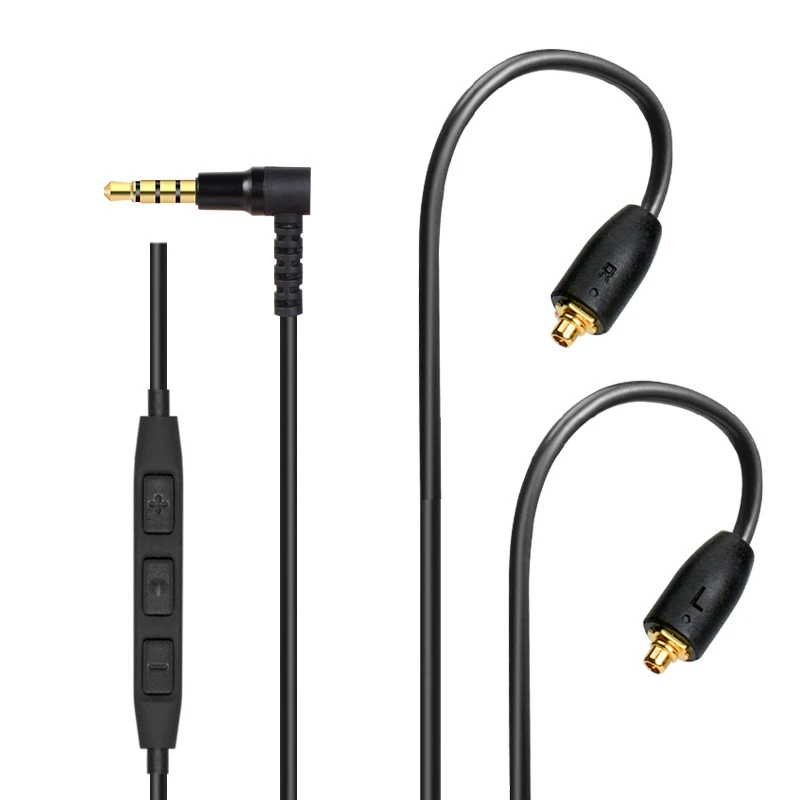 MMCX Kopfhörer Kabel mit Mikrofon Volumen Controller Ersatz für Shure SE215 SE315 SE425 SE535 SE846 Schwarz Biegen Jack