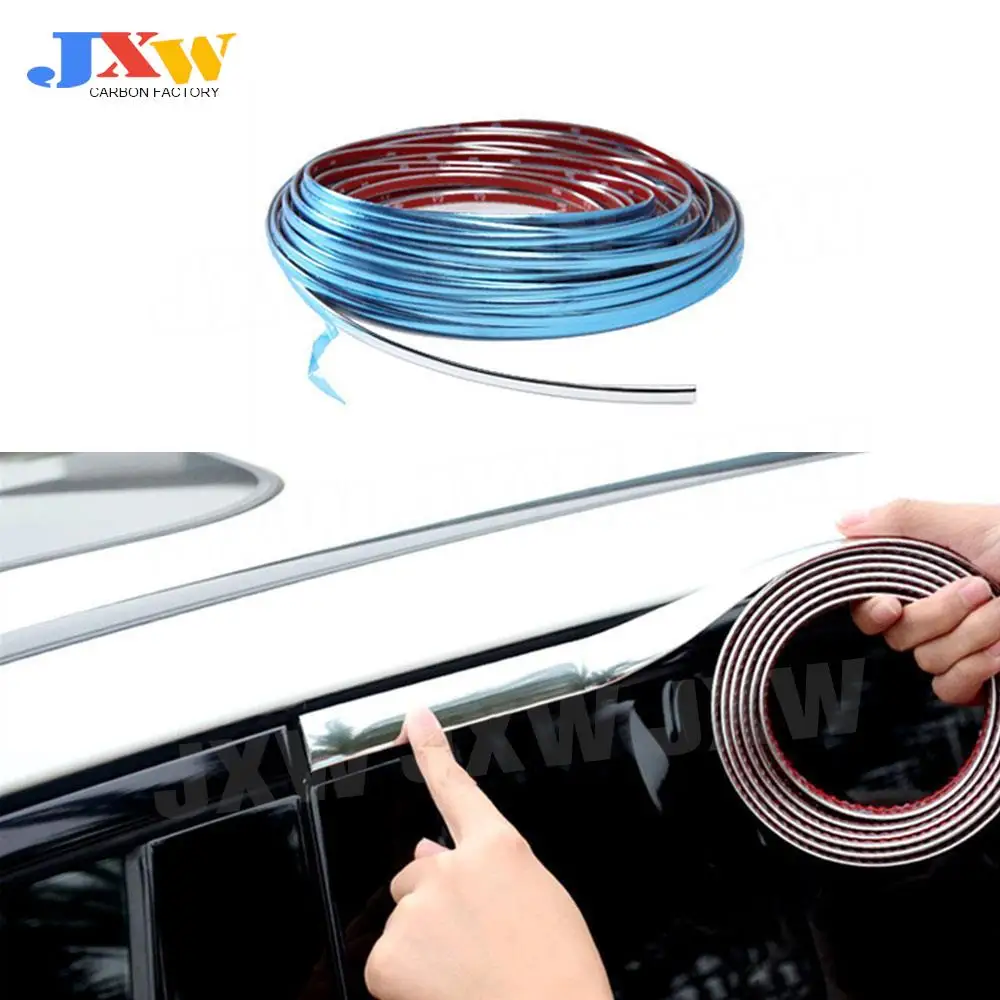 3 Meters Universal Auto Self Adhesive Side Door Chrome Strip Moulding Decoration Bumper Protector Trim Tape Car Styling