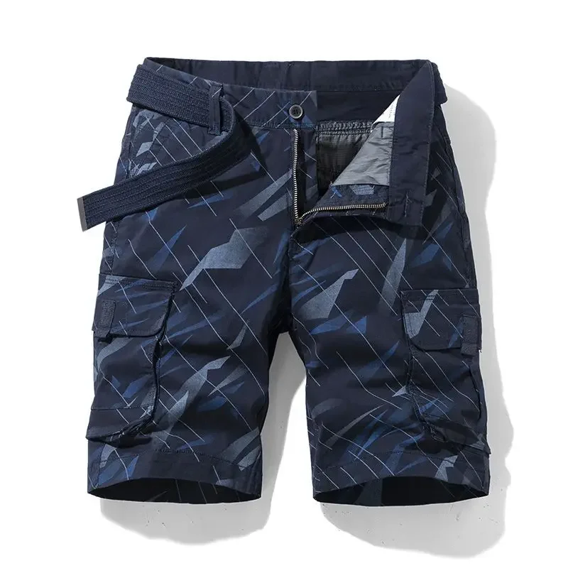 Short Pants for Men Loose with Zipper Blue Baggy Mens Cargo Shorts Wide Popular Comfortable Summer Beautiful New in Streetwear