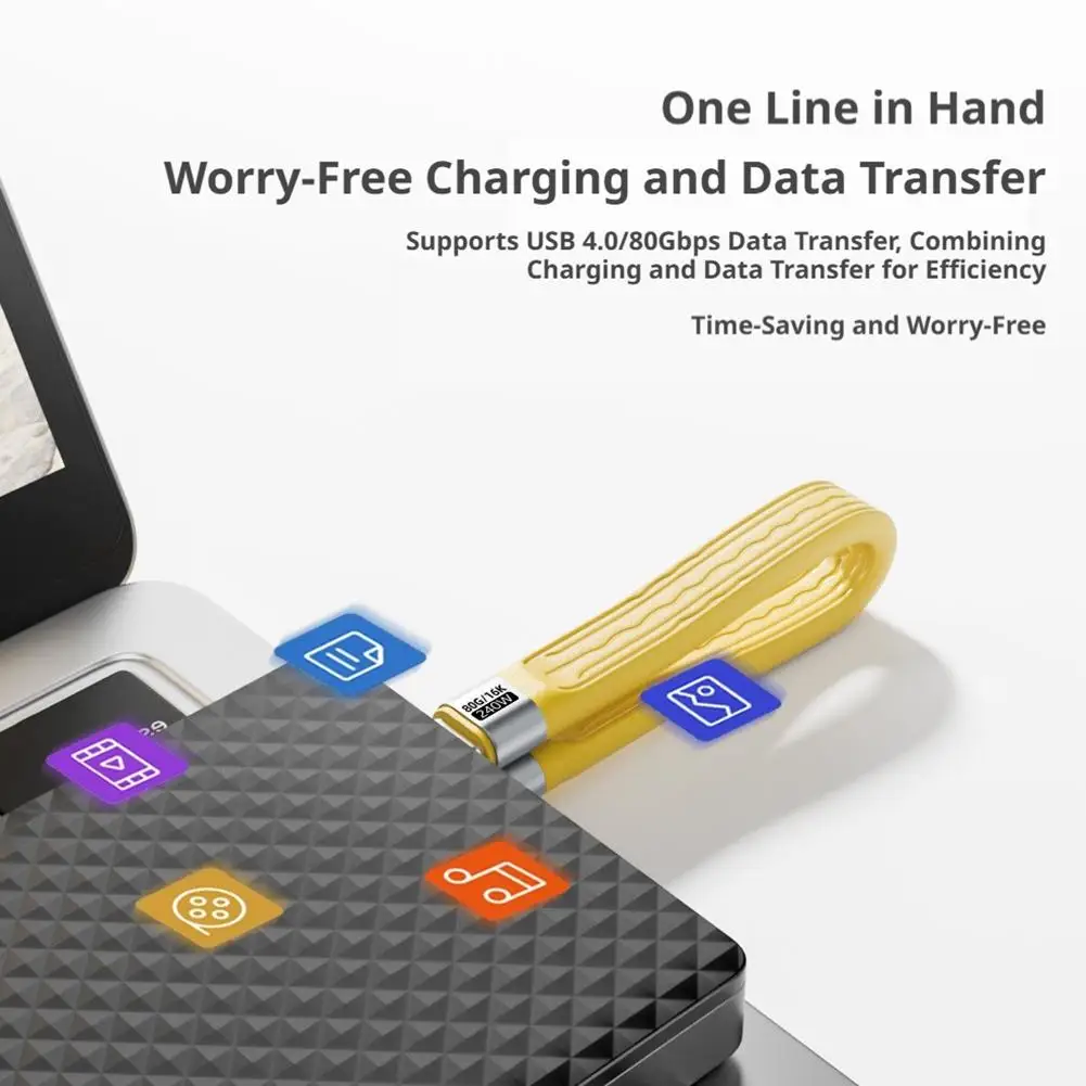 240W USB C Fast Charging Cable Portable Keychain Data Transfer 8K Data Charge Extension Cable For TV Laptop Tablet MacBook
