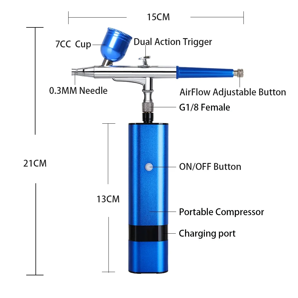 mini-airbrush-compressor-kit-auto-start-blue-color-for-face-body-makeup-temporary-tattoo-nail-art-oem-odm-air-brush-tools