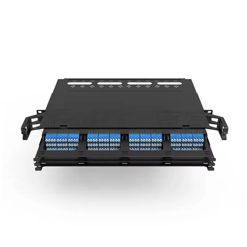 1U 144-core high-density MPO MTP modular fiber optic distribution frame 3-layer chassis black telecom FTTH