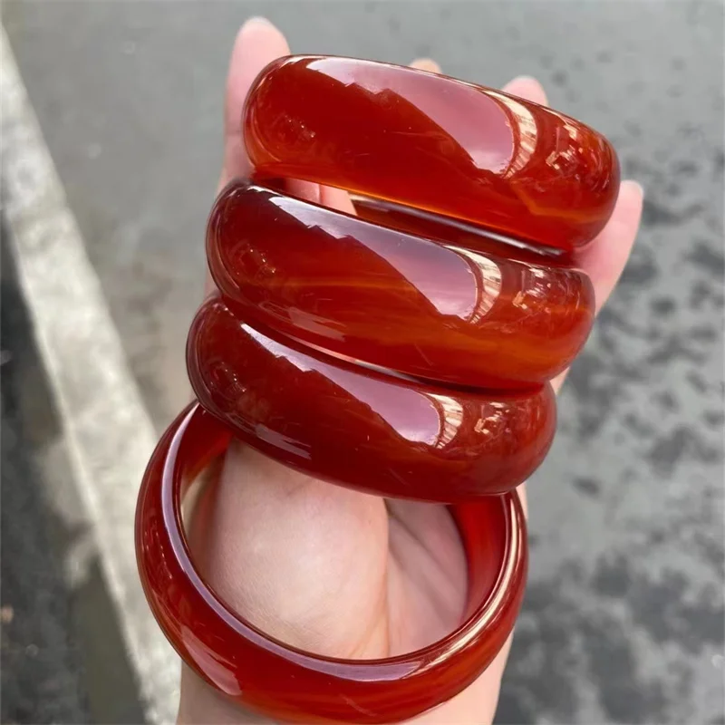 Jia Le/ Natural Brazil Ultra Wide Red Agate Bangle Accessories for Women Fine Jewelry Banquet Party Bracelet Family Friends Gift