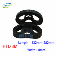 HTD 3M Closed Loop Timing Belt Length 132mm-282mm Width 8mm 3M Drive Belt 186 189 192 198 201 204 207 210 213 222 225 228 240mm