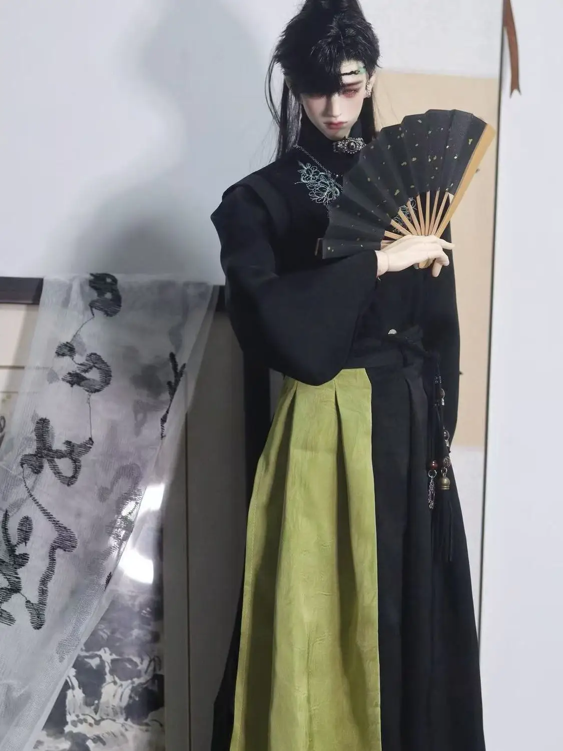 Traje de ropa para muñeca Bjd masculina de 75cm, Top de estilo antiguo, falda y cadena para la cintura, juguetes de regalo, accesorios para muñecas, sin muñeca, 1/3