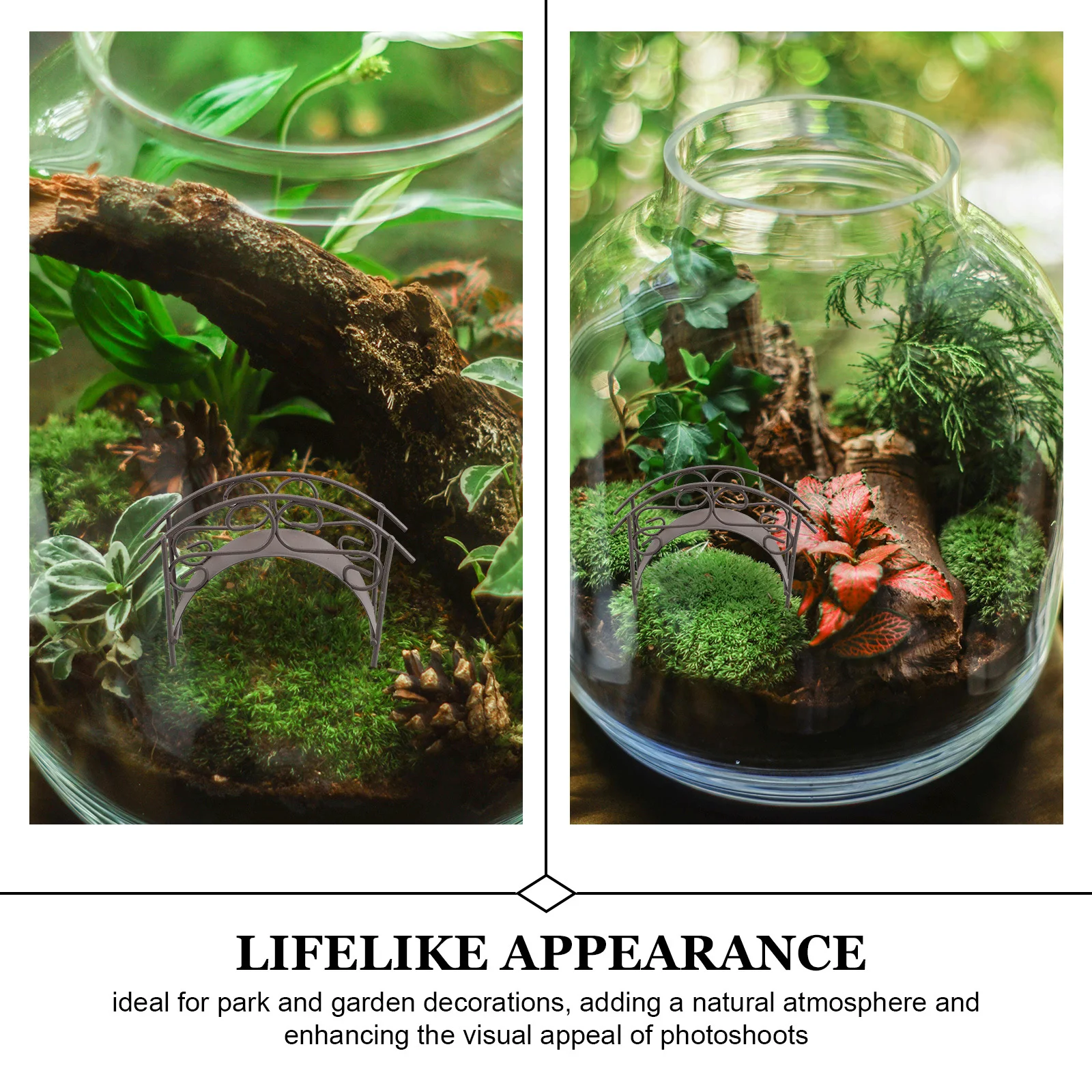 Ponte da giardino in metallo in miniatura Decorazione paesaggistica fai-da-te Piccolo accessorio paesaggistico bonsai in metallo Ornamento da tavolo per la casa