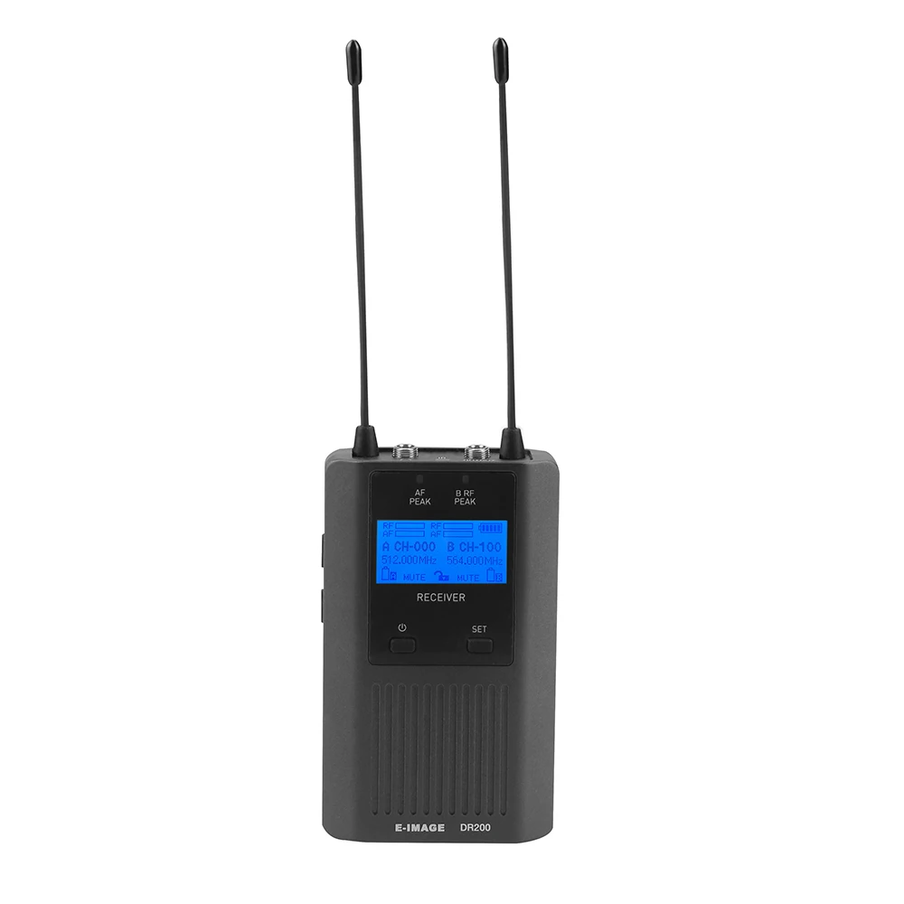 

2026 E-IMAGE DR200 Dual-Channel Portable UHF Wireless Microphone Receiver