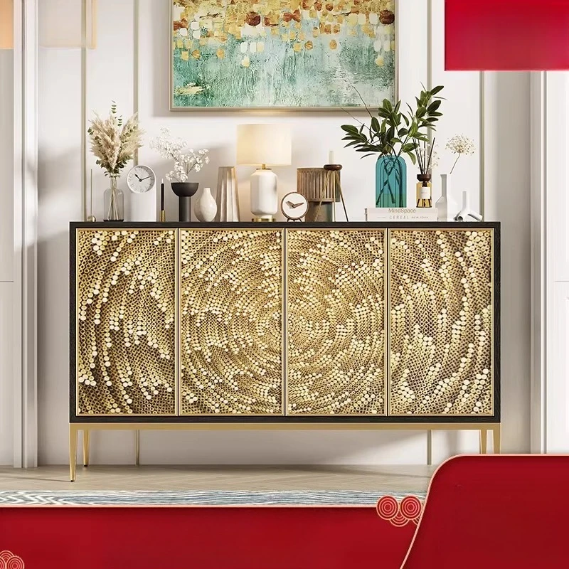 Light luxury entrance cabinet foyer shoe cabinet living room glass painted art storage decorative cabinet American dining side