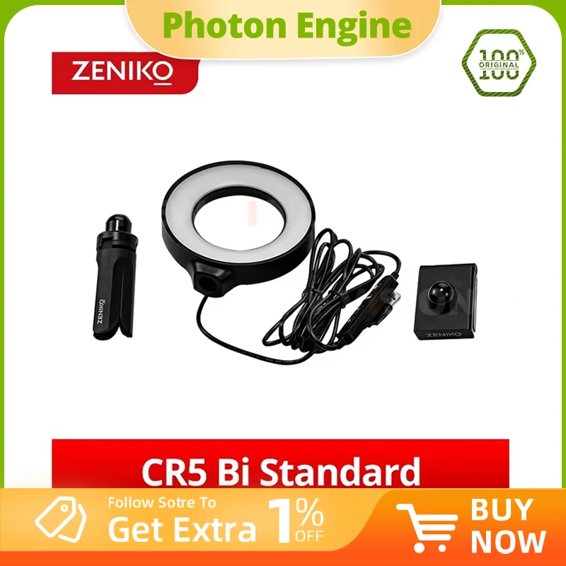 

ZENIKO CR5 Bi 5W Video Ring Fill Light 3300K-6000K 5-level Adjustable Color Temperature LED Selfie Video Conference Laptop Light