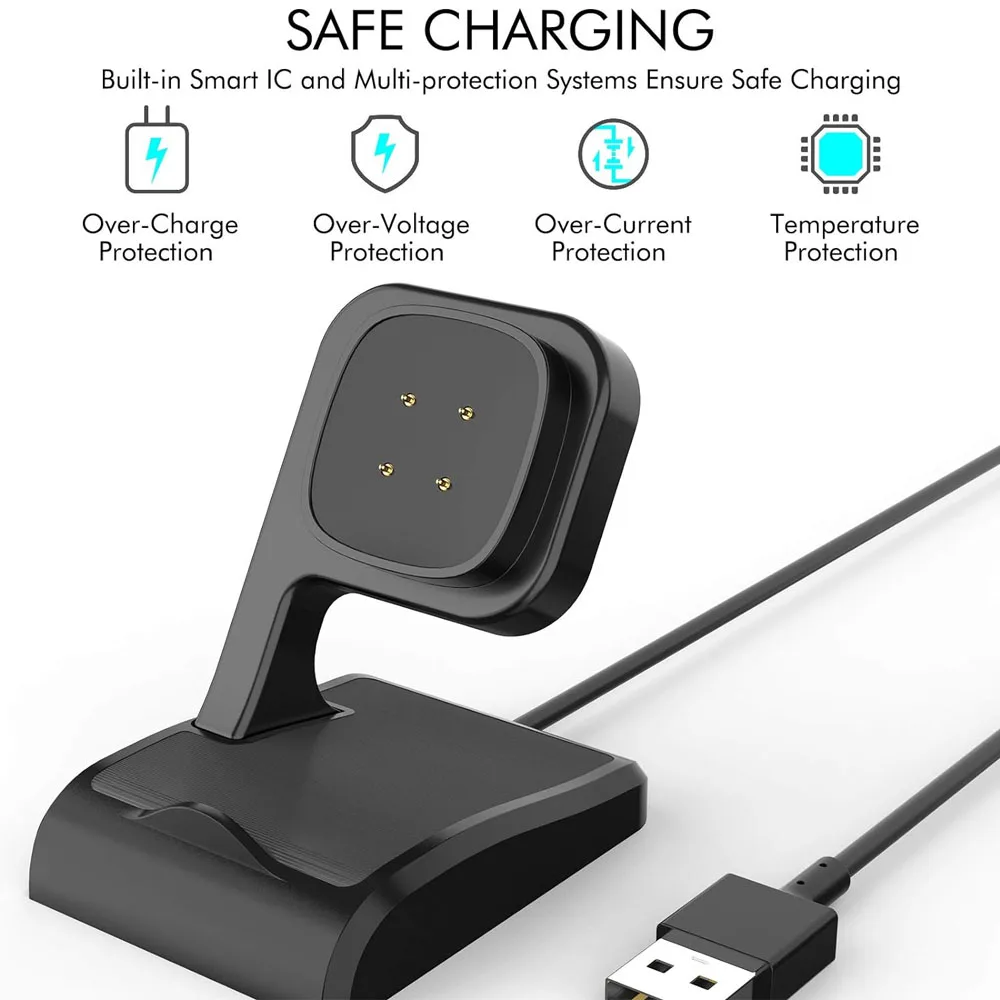 Charger Dock for Fitbit Ace LTE/ Sense/ Sense 2/ Versa 3/ Versa 4 Smartwatch Replacement Magnetic Smartwatch Charging Stand
