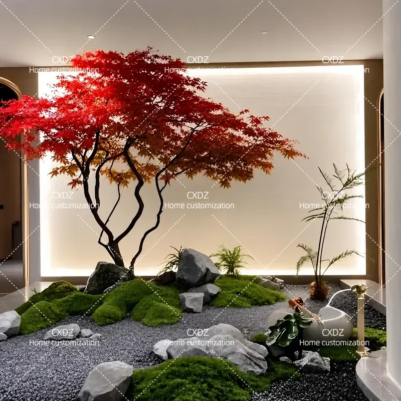 Artificial Maple Leaf Banyan Tree Indoor Fake Green Plant Landscaping Decor for Hotel Restaurant Window Display Home