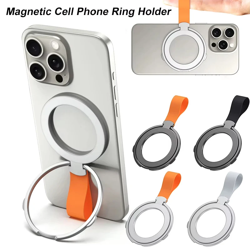 

Universal Super Strong Magnetic Mobile Phone Holder Accessories Magnet Ring Stand with Straps Bracket For Magsafe iPhone Samsung