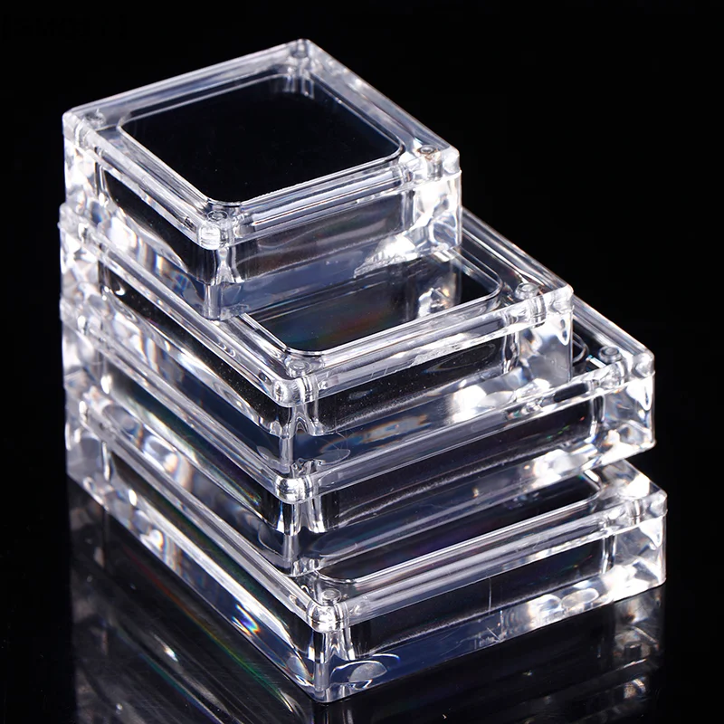 Acrylic Glass Top Gem Box Gemstone Diamond Display Stand Holder Storage Organizer CaseSMQ