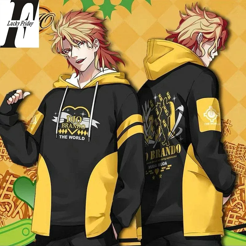 Jojo bizarre s bizarre adventure dio soft japan anime 3d hoodies men women's sweater cosplay long sleeve hoodie with hoodie