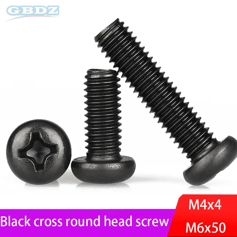 M4m5m6 Cross Round Head Screw Made Of Carbon Steel Material Nickel Plated/Black Durable Fastening