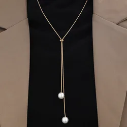 Fashion Imitation Pearls Necklace For Women Gold & Silver Color Adjustable Chain Choker Girls Simple Party Jewelry Accessories