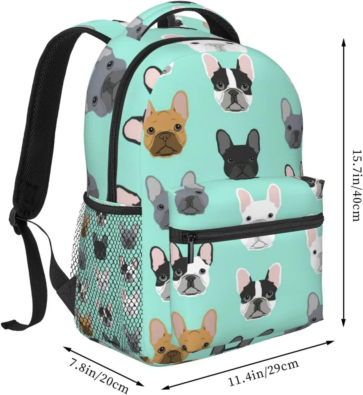 Dog Cool French Bulldog Backpack For School Laptop Bags Bookbag Big Casual Daypack Travel Sports Work
