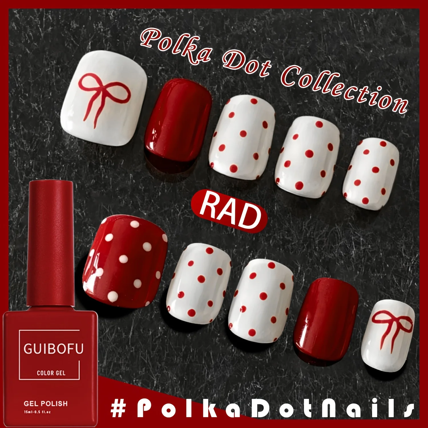 ชุดเจลทาเล็บ 3 ชิ้น, 0.51 ออนซ์ต่อขวด, คอลเลกชันลายจุด, ชุดทำเล็บเจลแบบถอดออกได้, เล็บแฟชั่น DIY, เล็บทันสมัย