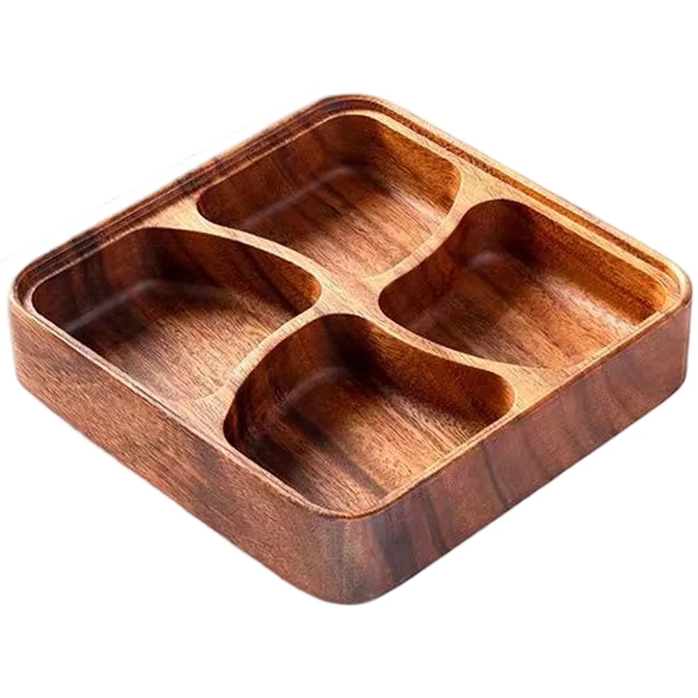 

Party Serving 20*20*4.5cm Stackable Serving Platter Elegant Wooden Serving Dish Stackable Tray 4 Compartment Tray