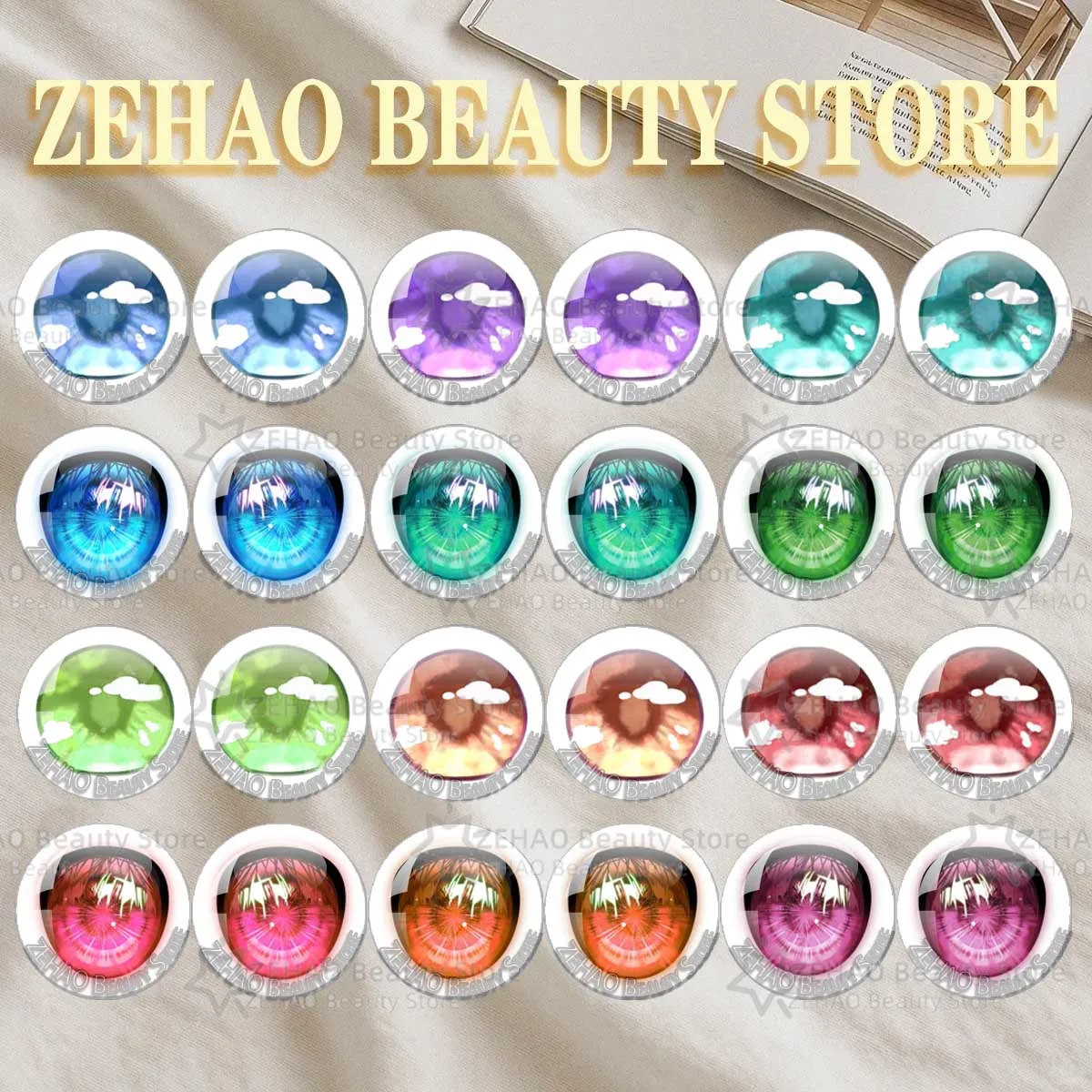 12Pcs Eye Select Size 10MM-40MM Glass Cabochon Ni Guang Shattered Crystal Eye DIY Blyth Doll Accessories JD028 ﻿