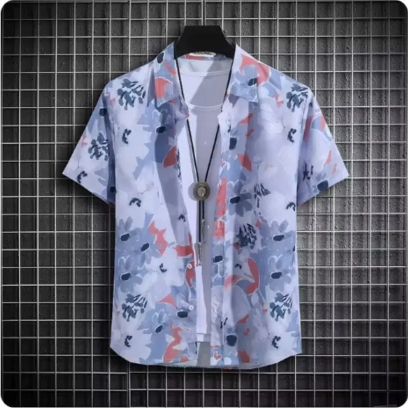 Summer new men's tropical short sleeved printed pattern shirt daily personalized and comfortable casual style top men's clothing