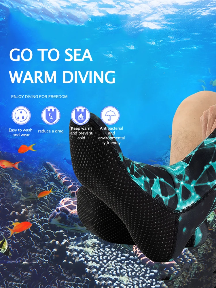 Swimming Snorkeling Socks Unisex Winter Warm Snorkeling Spearfishing Socks Neoprene Anti Slip Portable Lightweight for Men Women