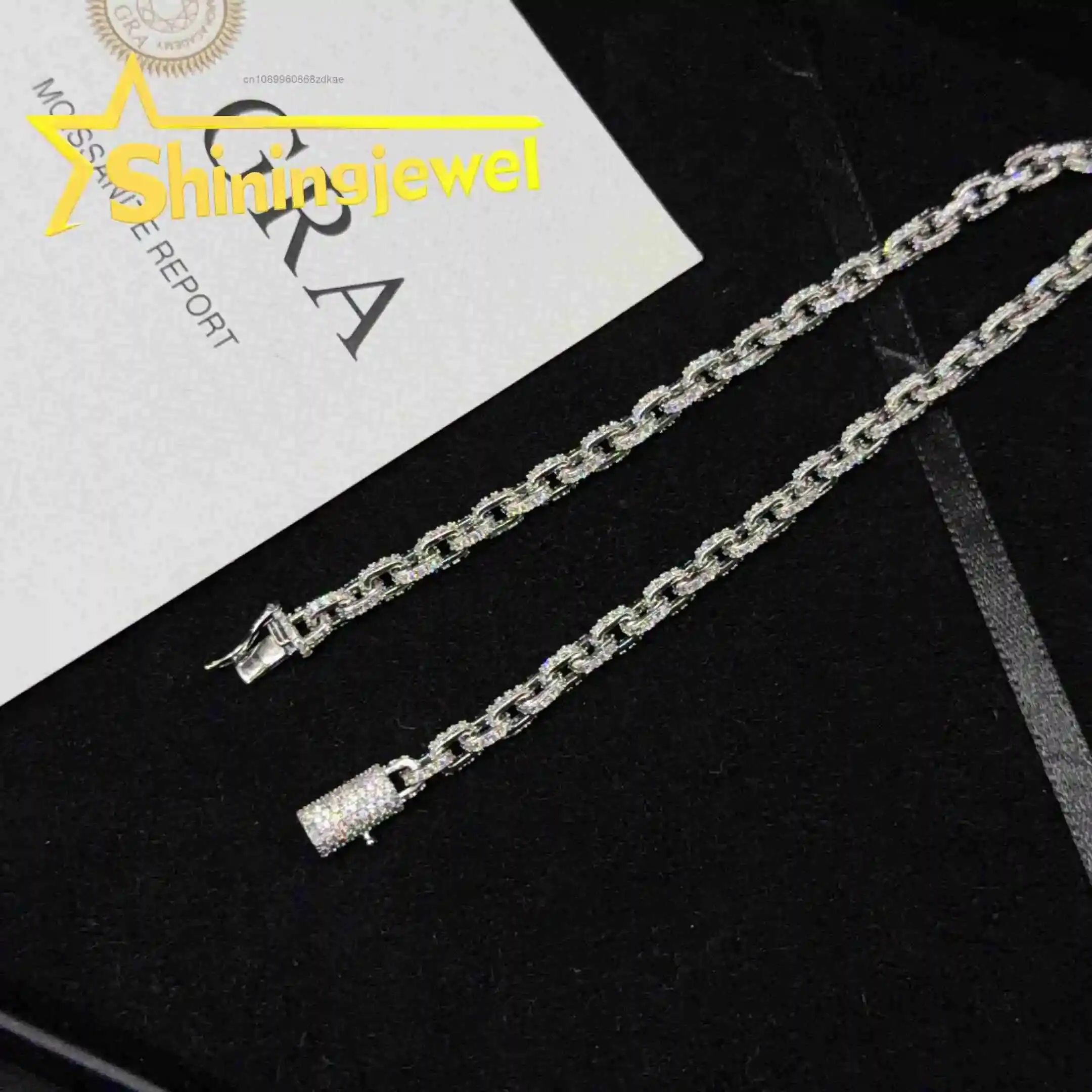 Fashion Hot Sale 5mm 925 Silver Moissanite Chain Men Iced Out Jewelry VVS Chain Hip Hop Men Cuban Link Chain..