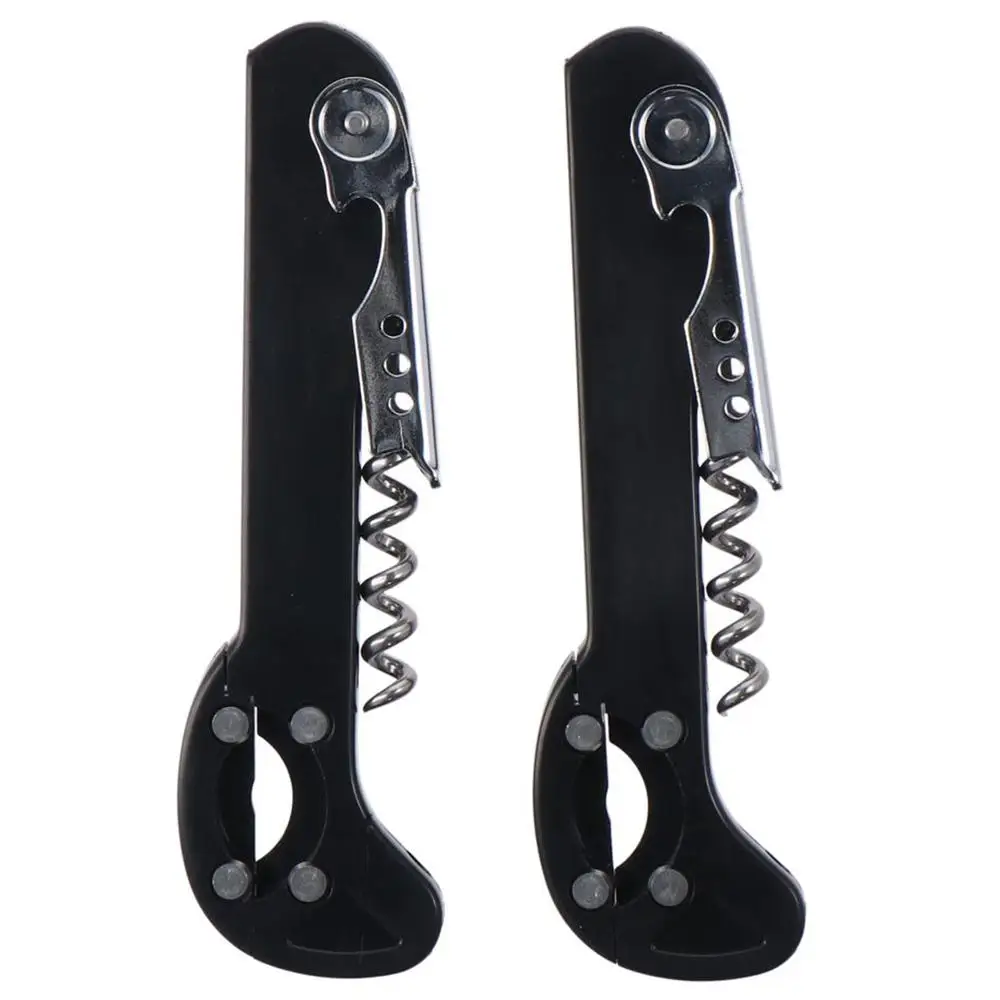 2 pcs Black Multifunctional Red Wine Bottle Opener Three in One 5.7 Inches Stainless Steel Bottle Opener Red Wine Bottle Opener