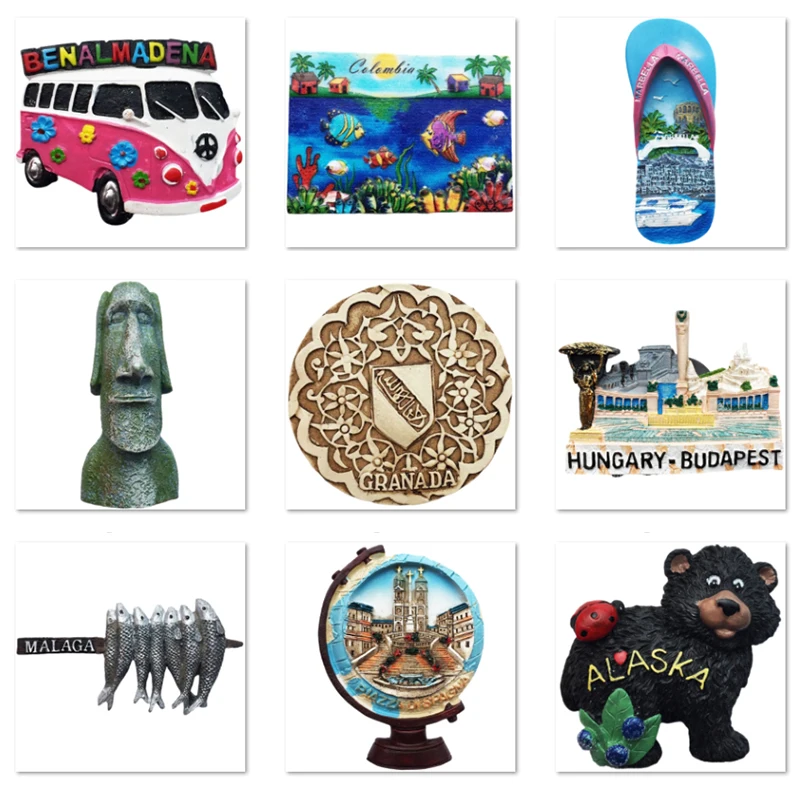World Fridge Magnets Brazil, Ukraine, Chile, Maldives, India, Colombia, Cyprus, Italy, Spain, PolandTourist Decorative Crafts