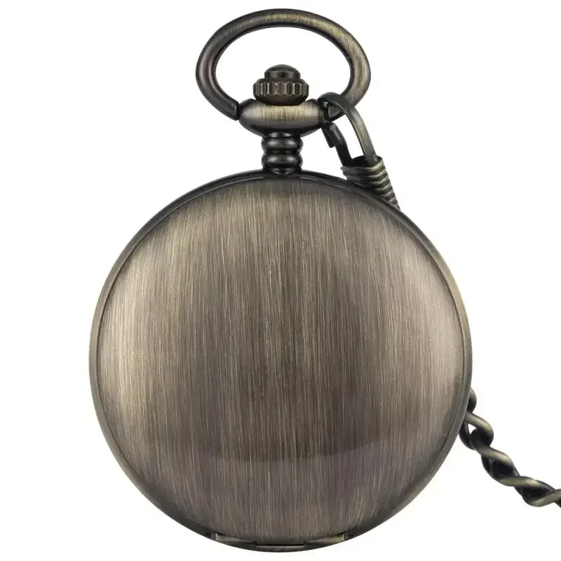 Bronze Luminous Roman Numerals Dial Unisex Automatic Mechanical Pocket Watches Pendant Chain Skeleton Clock Full Hunter Gift