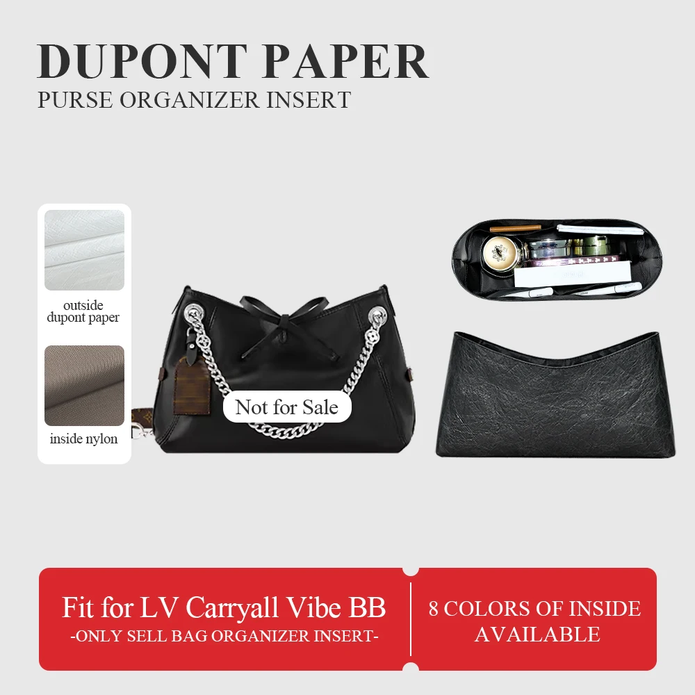 Dupont Paper Purse Organizer Insert Fit for LV Carryall Vibe BB, Lightweight Inside Storage Bag Makeup Inner Liner Organizer Bag