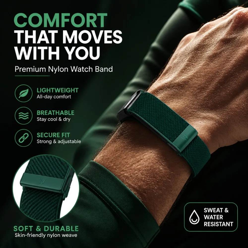 for-whoop-mg-nylon-woven-band-forest-green-strap-green-metal-u-frame-fashion-sport-replacement-wristband-smart-accessories