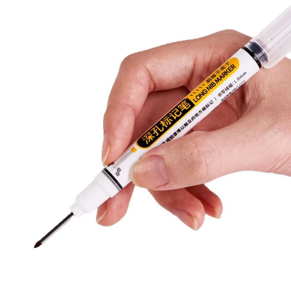 New 20mm Marker Pen Deep Hole Long Nib Head Metal Perforating Pen Waterproof Carpenter Pen Bathroom Woodworking