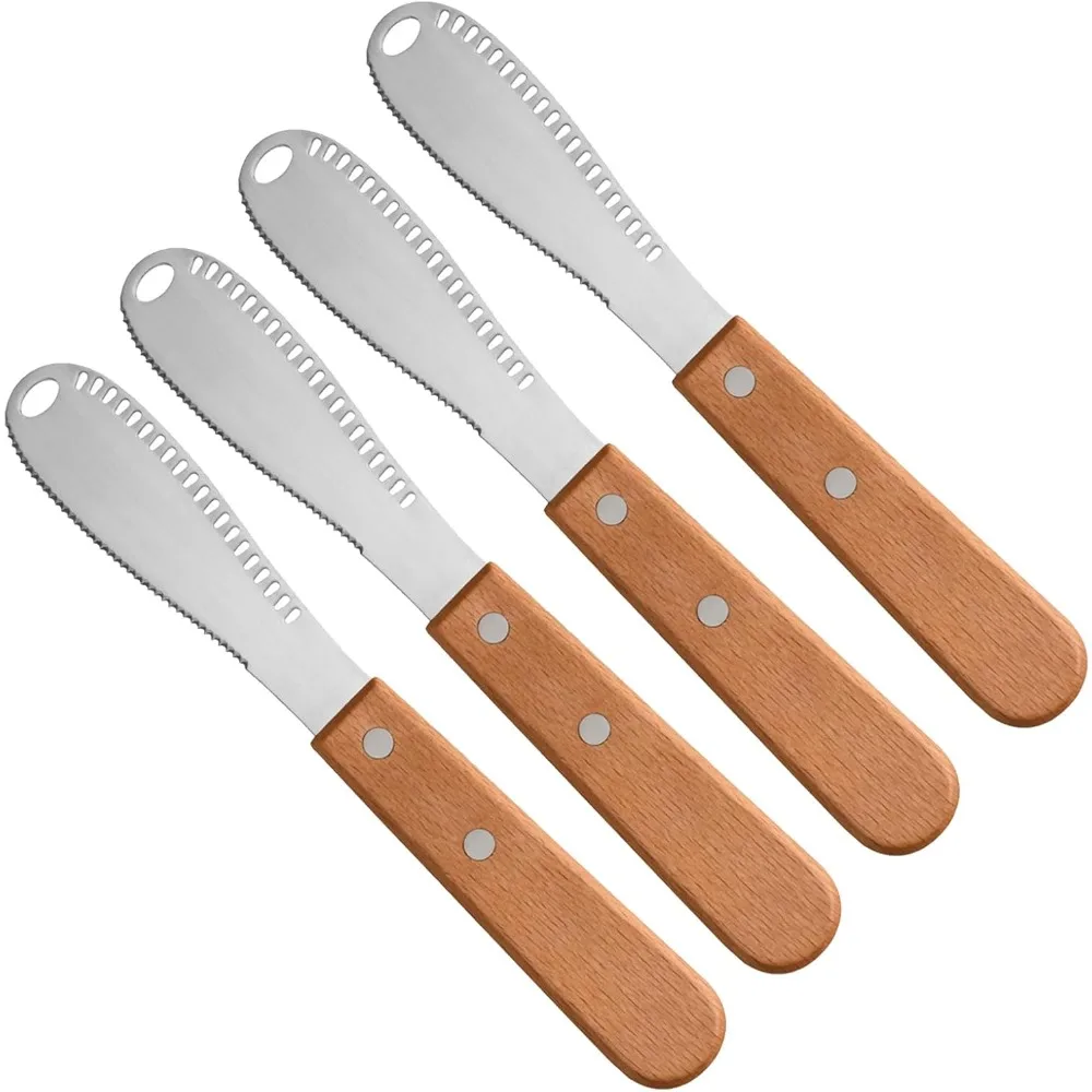 

Stainless Steel Butter Spreader Butter Knife Spreader with Wood Handle for Butter, Cheese, Cream, Sandwich, and Condiment Servin