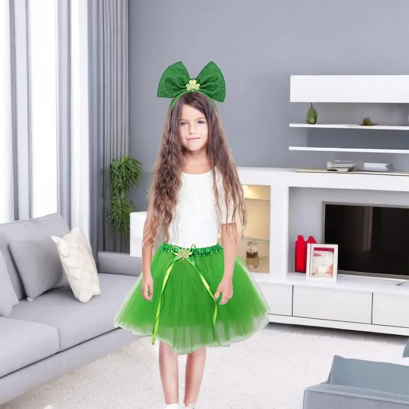 Saint Patrick St. Patrick's Day Costume For Girls Festival Holiday Clothes Kids Fairy Tutu With Headwear