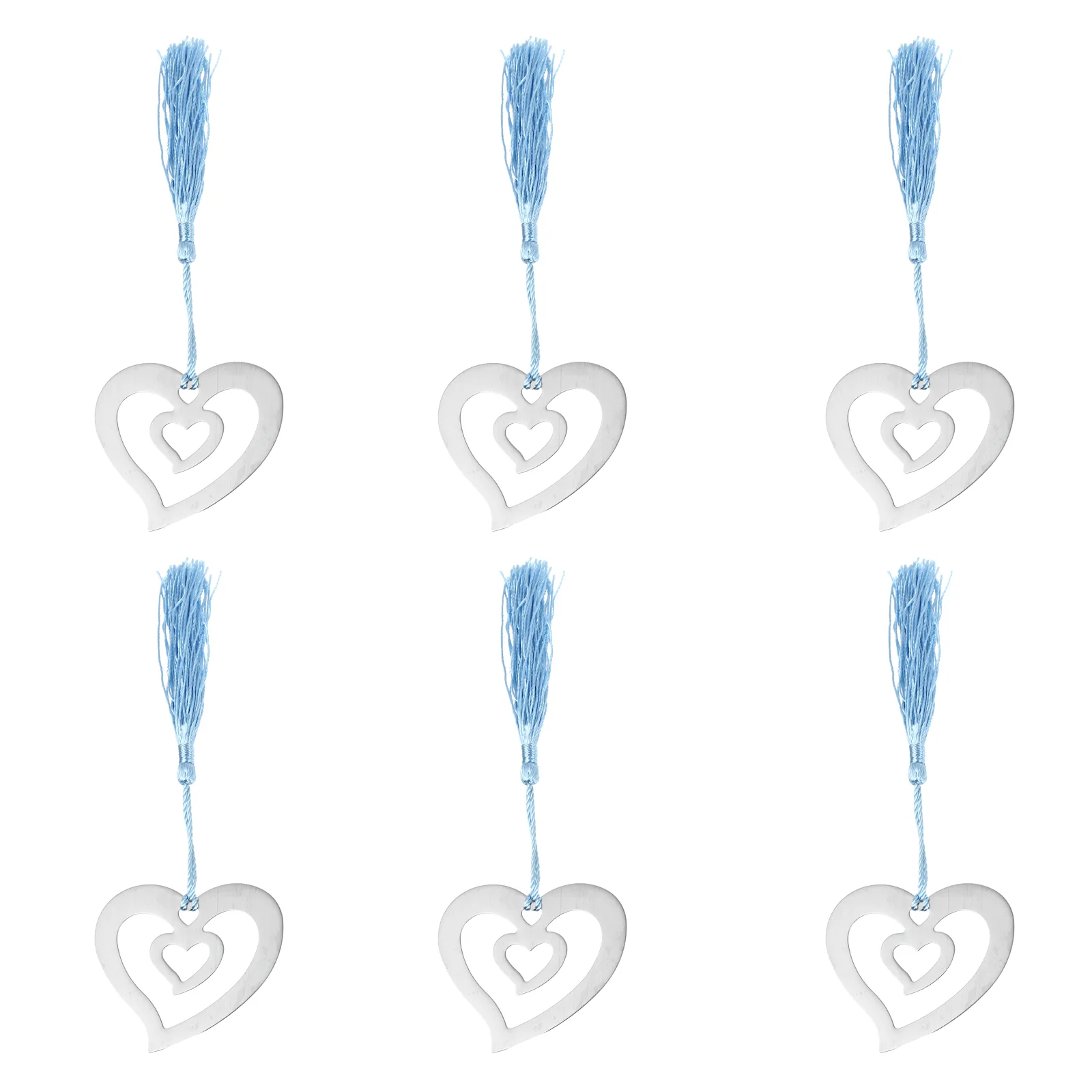 

6 Pcs Graduation Love Bookmark Ornaments Heart Bookmarkers Hollow Out Stainless Page-markers Bookmarks Steel Tassel Student