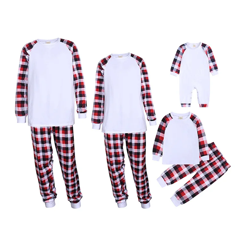 Christmas Family Matching Pajamas Set Polyster T-shirt Sublimation Couples Home Sleep Wear Clothes For Heat Transfer Print