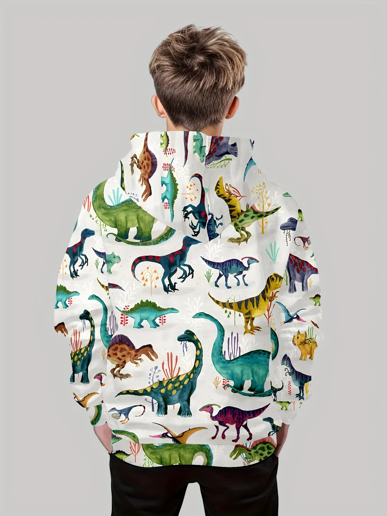 Kinder Kleidung Jungen Hoodies Langarm 3D Dinosaurier drucken Kinder Frühling Herbst Kleidung lässig stilvolle Outdoor-Jungen Kleidung Tops – Detail 4