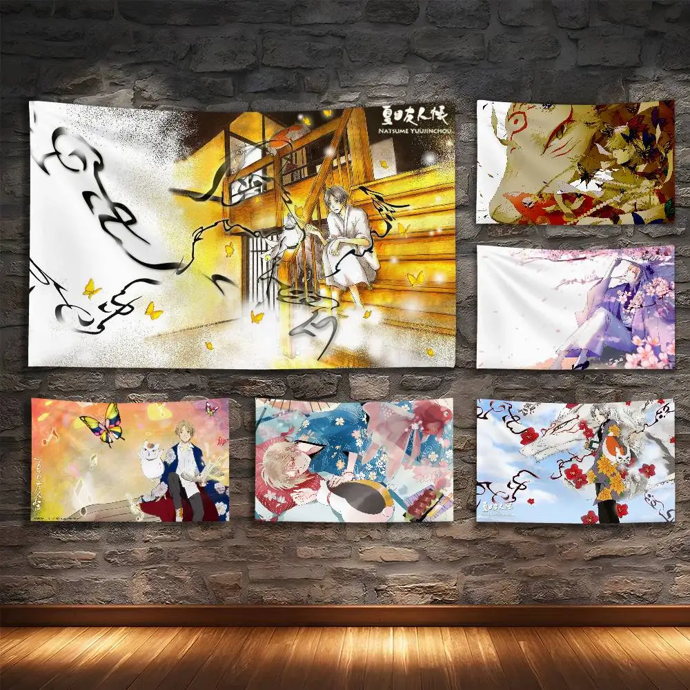 

N-Natsumes Book Of Friends Tapestry Bedroom Living Bar Garden Outdoor Microfiber Festival Decoration Background Art Banner