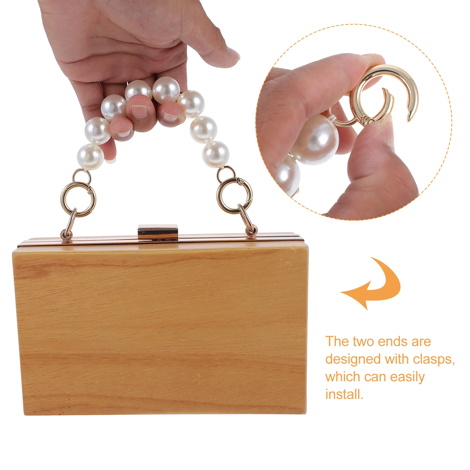 Łańcuszek do torebki z pereł, dekoracyjny, zamiennik do torebek damskich, pasek na ramię, akcesoria do torebek, klasyczny zapięcie.